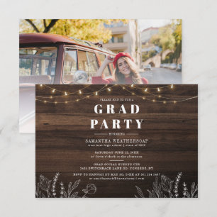 Invitación Rústico Grad Class of 2025 Graduation Party Photo