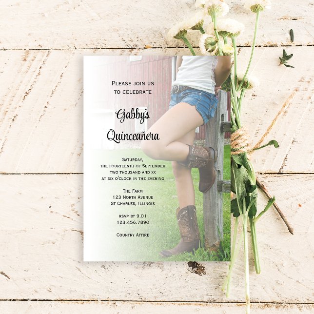 Invitación Rústico granero Fiesta Quinceañera Occidental (Subido por el creador)