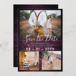 Invitación RÚSTICO Guardar la Fecha Boda COLLAJE DE FOTOS Mor