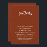 Invitación Rústico guión de terracota dulce 16 foto de cumple<br><div class="desc">Rústica Terracota Sencillo Guión Minimalista Dulce 16 Invitación a la foto de cumpleaños</div>