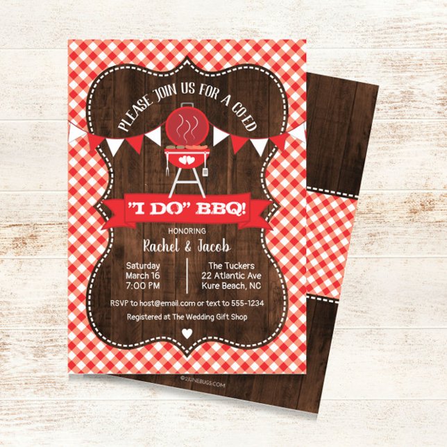 Invitación Rústico Hago BBQ Parejas Boda Partido de compromis (Subido por el creador)