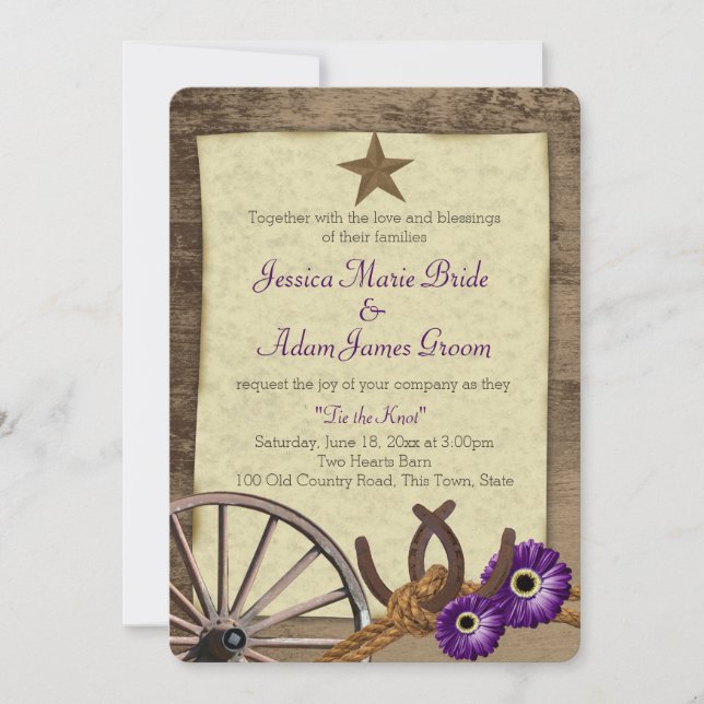 Invitación Rústico herradura de granero y Gerbera Daisy (Anverso)
