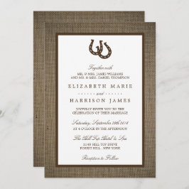 Invitación Rústico Herradura Del País En El Boda Burlap