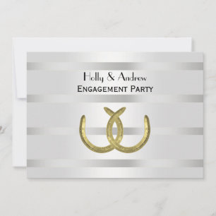 Invitación Rústico Herradura Dorada Plata Que H Compromiso