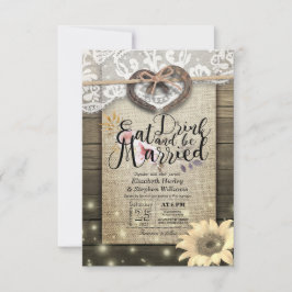 Invitación Rústico Horseshoe Lace Bebe Comer Ser Boda Casado