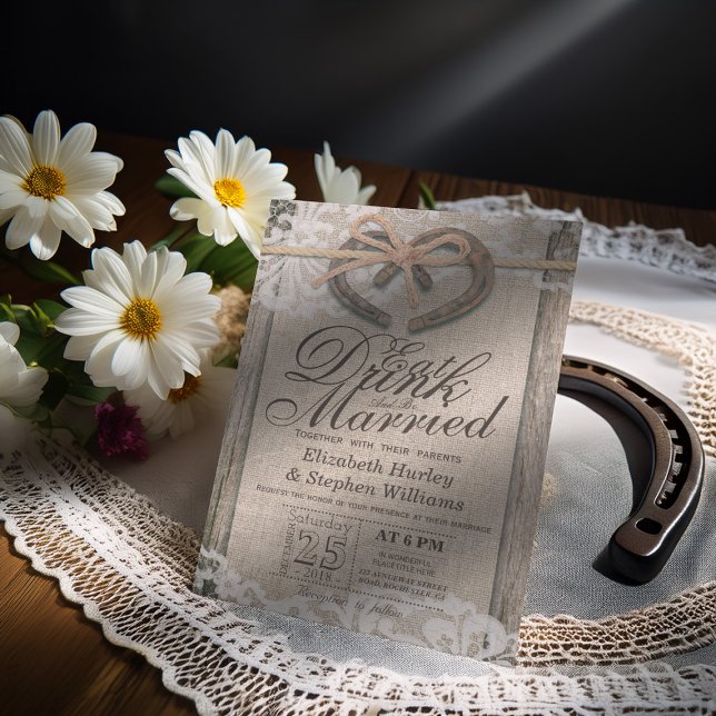 Invitación Rústico Horseshoe Lace Bebe Comer Ser Boda Casado (Subido por el creador)