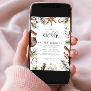 Invitación Rústico Invierno Evergreen Berry Bridal Shower