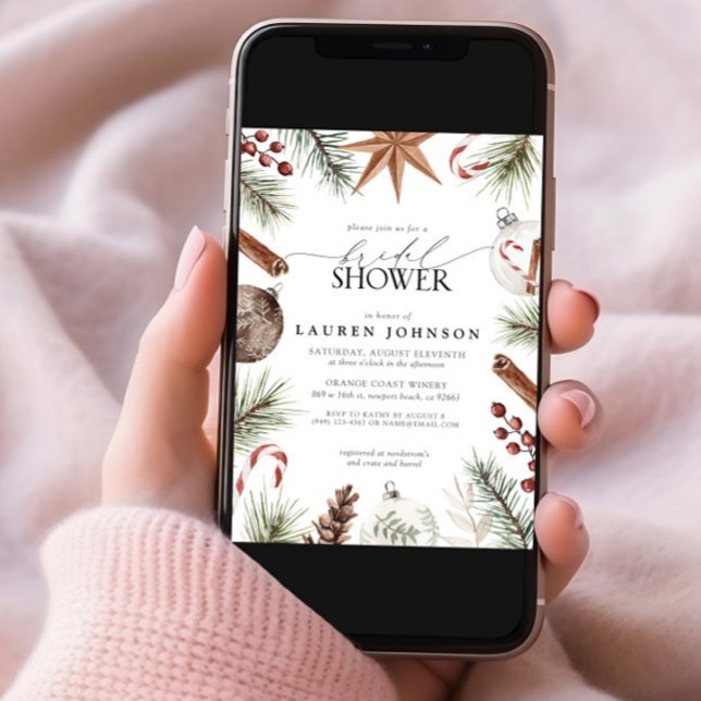 Invitación Rústico Invierno Evergreen Berry Bridal Shower (Subido por el creador)