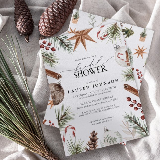 Invitación Rústico Invierno Evergreen Berry Bridal Shower (Subido por el creador)