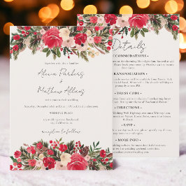Invitación Rústico invierno verde Floral todo en un Boda