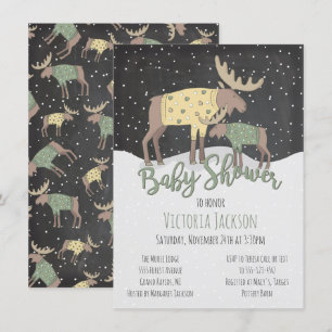 Invitación Rústico invierno Woodland Moose y Baby Shower