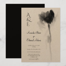 Invitación Rústico Kraft Boda floral de tulipán negro