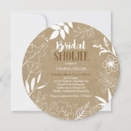Invitación Rústico Kraft Botanical Pattern Bridal Shower