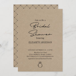 Invitación Rústico Kraft Moderno Guión Con Ducha De Novias En