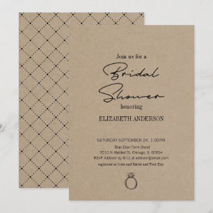 Invitación Rústico Kraft Moderno Guión Con Ducha De Novias En