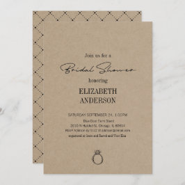 Invitación Rústico Kraft Moderno Guión Con Ducha De Novias En