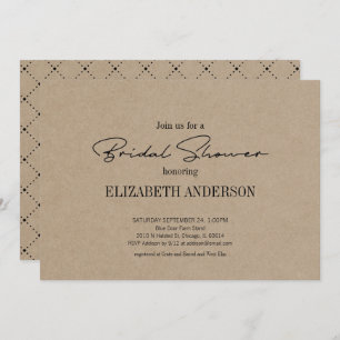 Invitación Rústico Kraft Moderno Guión Con Ducha De Novias En