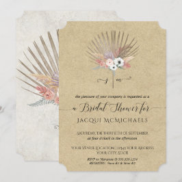 Invitación Rústico Kraft Pink Tropical Floral Bridal