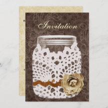 Rústico Lace Wraped Mason Jar Boda