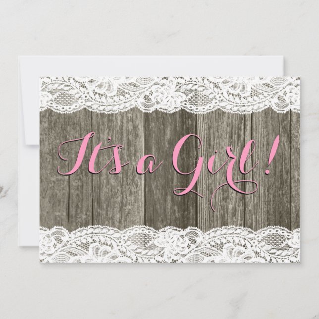 Invitación Rústico Lace y Barn Wood Baby Shower (Anverso)
