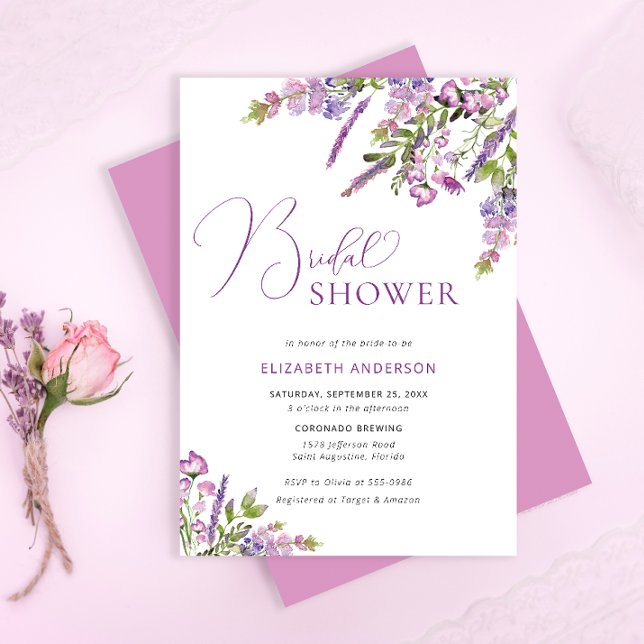 Invitación Rústico Lilac Purple Floral Bridal Shower (Subido por el creador)