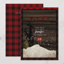 Rústico Lumberjack Buffalo Plaid Stag Baby Shower