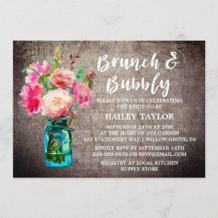 Invitación Rústico macarrón con brunch de flores y burbujeant