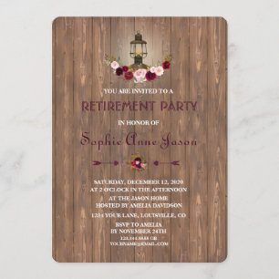Invitación Rústico Marsala Wood Old Lantern Bridal Shower