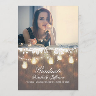 Invitación Rústico Mason Jar alude a la fiesta de graduación 