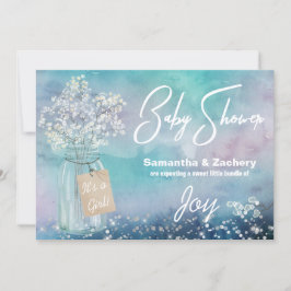 Invitación *~* Rústico Mason Jar Baby's Breath Baby Shower