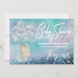 Invitación *~* Rústico Mason Jar Baby's Breath Baby Shower