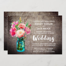 Rústico Mason Jar con Boda de flores para Bouquet