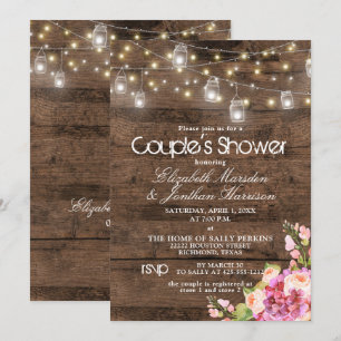 Invitación Rústico Mason Jar enciende ducha de novia floral e