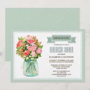 Invitación Rústico Mason Jar Ensayo Floral Cena 