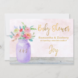 Invitación *~* Rústico Mason Jar Flores Lavender Baby Shower
