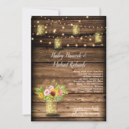 Invitación Rústico Mason Jar luce la luz de las cuerdas de lo