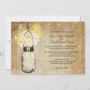 Invitación Rústico Mason Jar y Boda de Flores Silvestres