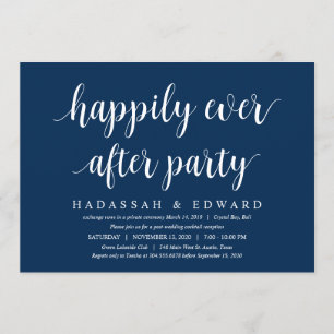 Invitación Rústico Moderno Lindo Azul Marino, Huida de Boda