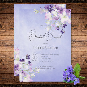 Invitación Rústico Morado Acuarela Floral Bridal Brunch