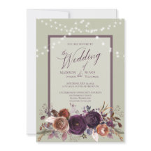 Rústico morado Floral String Light Boda Verde