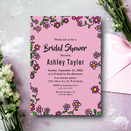 Invitación Rústico morado magenta Rosas ducha de novia floral