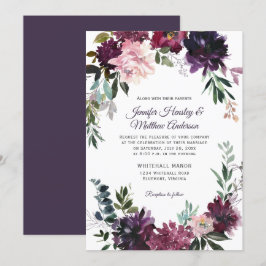 Invitación Rústico morado rosa malva rojo Boda de guirnaldas 