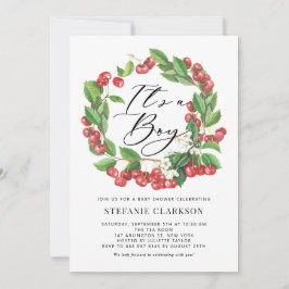 Invitación Rústico moras rojas correa es un niño Baby Shower