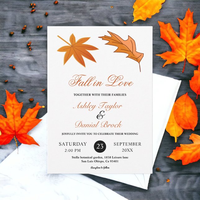Invitación Rústico Naranja otoño deja Boda floral otoño (Subido por el creador)