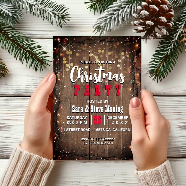 Invitación Rústico Navidad de país hada ilumina a Fiesta de l (Subido por el creador)