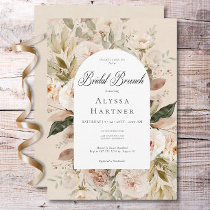 Invitación Rústico Neutral Tan Cream Floral Arco Bridal Brunc