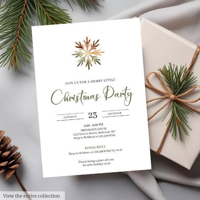 Invitación Rústico Neutral Terroso Minimalista Acogedor Acuar (Rustic Neutral Earthy Minimalist Cozy Watercolor Christmas Party)