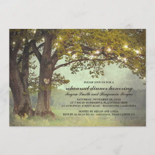 Invitación Rústico Oak Tree Romántico Ensayo Cena