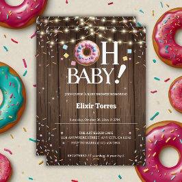 Invitación Rústico Oh bebé Donut y Sprinkle Kawaii Baby Showe