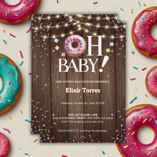 Invitación Rústico Oh bebé Donut y Sprinkle Kawaii Baby Showe